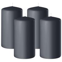 Enlightening Candles Cilinderkaars - 4x - stompkaarsen - antraciet - D8 x H12 cm - 45 branduren
