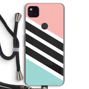 Strepen pastel: Pixel 4a 5G Transparant Hoesje met koord
