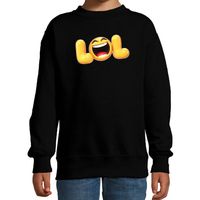 Funny emoticon sweater LOL zwart kids - thumbnail