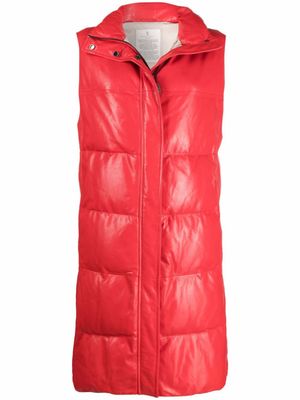 Brunello Cucinelli gilet matelassé en cuir - Rouge