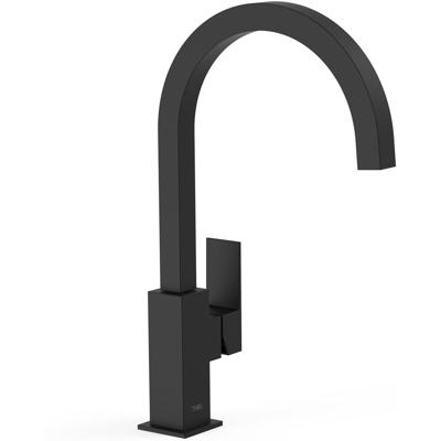Wastafelkraan Tres Cuadro | Opbouw | Draaibare uitloop | Mengkraan | Hoog model | 1-hendel | Vierkant | Zwart mat