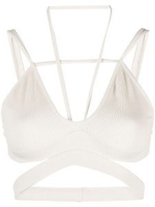 ANDREĀDAMO haut crop nervuré à découpes - Blanc
