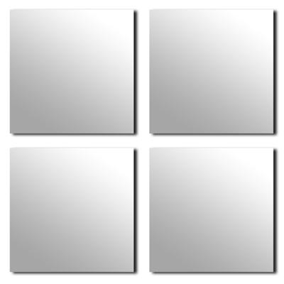 Plak spiegel tegels - 4x stuks - glas - zelfklevend - 20 x 20 cm - vierkant