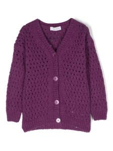 Monnalisa cardigan en maille ajouré - Violet