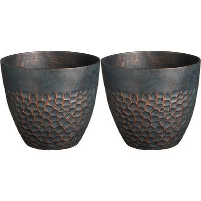 Plantenpot/bloempot Bravo - 2x - kunststof - voor buiten - Diep groen - D30 x H26 cm Plantenpot/bloempot Bravo - 2x - kunststof - voor buiten - Diep groen - D30 x H26 cm