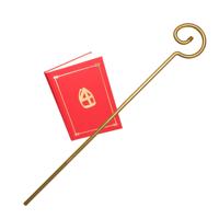 Sinterklaas accessoire verkleed set - het grote boek - staf van Sinterklaas - goud
