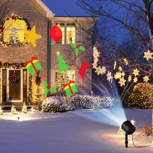 Kerst Projector Licht LED Projectie Lamp met Gazon Stok 65 ° Verstelbare Hoek Binnen Buiten Kerst Decoraties Zwart