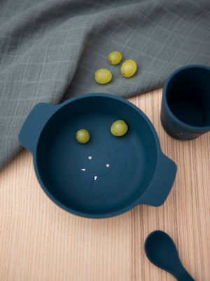 TRIXIE siliconen kom met dieren blauw