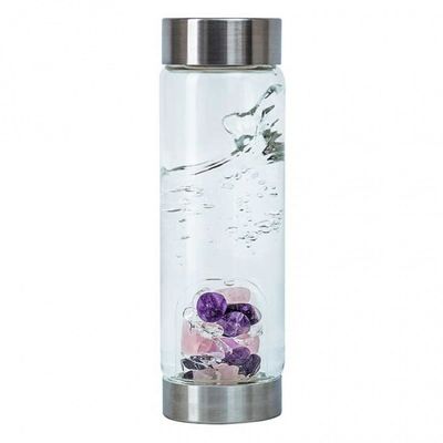 VitaJuwel ViA Edelsteen Waterfles Bergkristal, Rozenkwarts en Amethist - Wellness - 500 ml