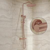 Regendouche set SaniClear Evolution Stripes | Opbouw | 30 cm | Mengkraan | Incl.Handdoucheset | Geborsteld koper