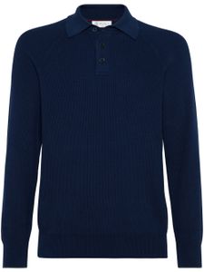 Brunello Cucinelli polo en maille nervurée - Bleu