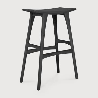 Ethnicraft Barkruk 'Osso' Gevernist Eikenhout Gevernist, kleur Zwart (zithoogte 78cm)