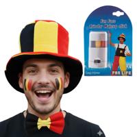 Belgie supporters set - hoge hoed - met vlag schminkstift - strikje - volwassenen - landen Belgie supporters set - hoge hoed - met vlag schminkstift - strikje - volwassenen - landen