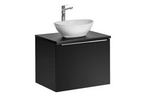 Comad Santa Fe Black badkamermeubel 60cm zwart mat met glans witte waskom