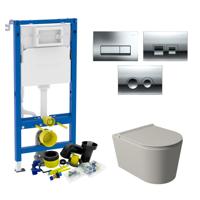 Geberit UP100 Toiletset Set53 Wandcloset Salenzi Civita Mat Grijs en Delta Drukplaat