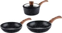 Westinghouse Pannenset Marble Wood - koekenpannen ø 28 & 30 cm + steelpan ø 18 cm - inductie en alle andere warmtebronnen