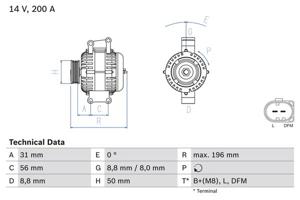 Dynamo / Alternator BOSCH, Spanning (Volt)14V, u.a. für Mercedes-Benz