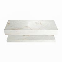 MONDIAZ ALAN-DLUX 110cm planchet Frappe. Vrijhangende wastafel CLOUD rechts 1 kraangat, kleur Frappe.
