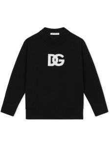 Dolce & Gabbana Kids pull en laine vierge à logo DG - Noir