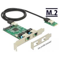Converter M.2 Key B+M male > 2 x Gigabit LAN Netwerkadapter