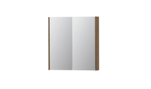 INK SPK2 spiegelkast met 2 dubbelzijdige spiegeldeuren, 2 verstelbare glazen planchetten, stopcontact en schakelaar 70 x 14 x 73 cm, fineer ash grey