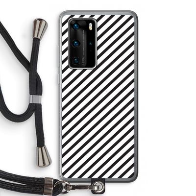 Strepen zwart-wit: Huawei P40 Pro Transparant Hoesje met koord