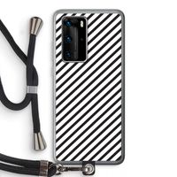 Strepen zwart-wit: Huawei P40 Pro Transparant Hoesje met koord