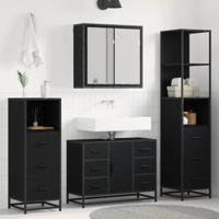 Badkamermeubelset met lade 3 pcs Zwart eiken 80 x 33 x 60 cm
