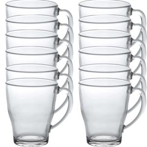Theeglazen/koffieglazen Cosy - 12x stuks - transparant glas - 350 ml - met handvat