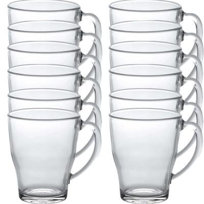 Theeglazen/koffieglazen Cosy - 12x stuks - transparant glas - 350 ml - met handvat