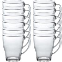 Theeglazen/koffieglazen Cosy - 12x stuks - transparant glas - 350 ml - met handvat