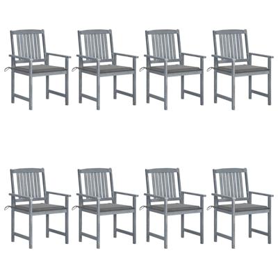 Tuinstoelen 8 st met kussens massief acaciahout grijs