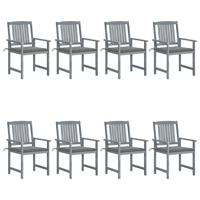 Tuinstoelen 8 st met kussens massief acaciahout grijs