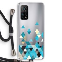 Gekleurde driehoekjes blauw: Xiaomi Mi 10T 5G Transparant Hoesje met koord