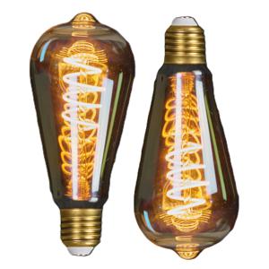 LED lampjes Retro E27 fitting 2W - 2x st -spiraal gloeidraad - designlampen - 14,5 cm