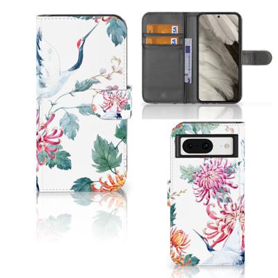 Google Pixel 8 | Telefoonhoesje | Met pasjeshouder | Bird Flowers