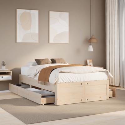 Bedframe zonder matras met lades massief grenenhout 120x190 cm