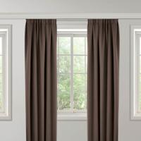 Gordijnen Verduisterend & Isolerend - Haken of Ringen - Bruin maat: 250 x 150 cm - materiaal: Polyether - Dekbed-Discounter.nl