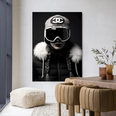 Urban Cotton Wandkleed 'Luxury Snow Girl' 80 x 110cm in Frame - black