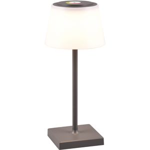 LED Tafellamp met Oplaadbare Batterijen - Trion Sansy - 2.1W - RGBW - Spatwaterdicht IP44 - Dimbaar - Vierkant - Antraciet