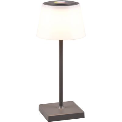 LED Tafellamp met Oplaadbare Batterijen - Trion Sansy - 2.1W - RGBW - Spatwaterdicht IP44 - Dimbaar - Vierkant - Antraciet