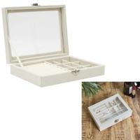 Home Deco Factory Sieradenkist - wit - polyester - 20 x 15 cm - organizer - sieradendoos - box