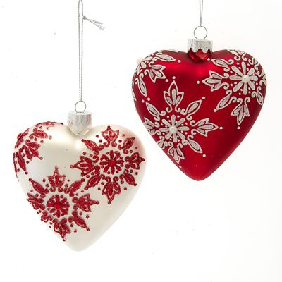 Ornament rood wit glas h25 cm - Kurt s adler