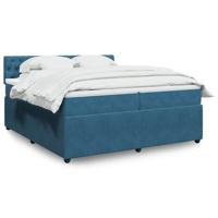 Boxspring met matras fluweel blauw 200x200 cm