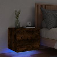 Nachtkastje met LED's wandgemonteerd gerookt eikenkleurig