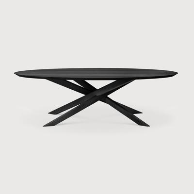 Ethnicraft Ovale Eettafel 'Mikado' Gevernist Eikenhout, 267 x 138cm, kleur Zwart