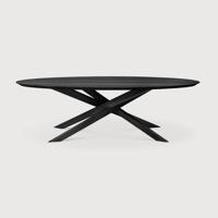 Ethnicraft Ovale Eettafel 'Mikado' Gevernist Eikenhout, 267 x 138cm, kleur Zwart
