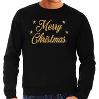 Foute kerstborrel trui / kersttrui Merry Christmas goud / zwart heren 2XL (56)  -