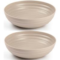 Kommetjes/schaaltjes - 4x - Dessert/ontbijt - Kunststof - D22 cm - Taupe