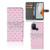 OnePlus Nord N100 Portemonnee Hoesje Flowers Pink DTMP - thumbnail